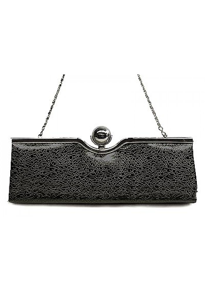 Evening Bag - Patent Leather w/ Metal Frame – Black – BG-43140DBK